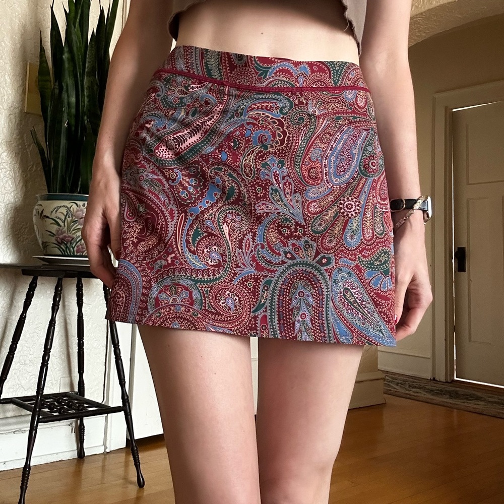 RLX Ralph Lauren Red and Blue A-Line Mini Skirt